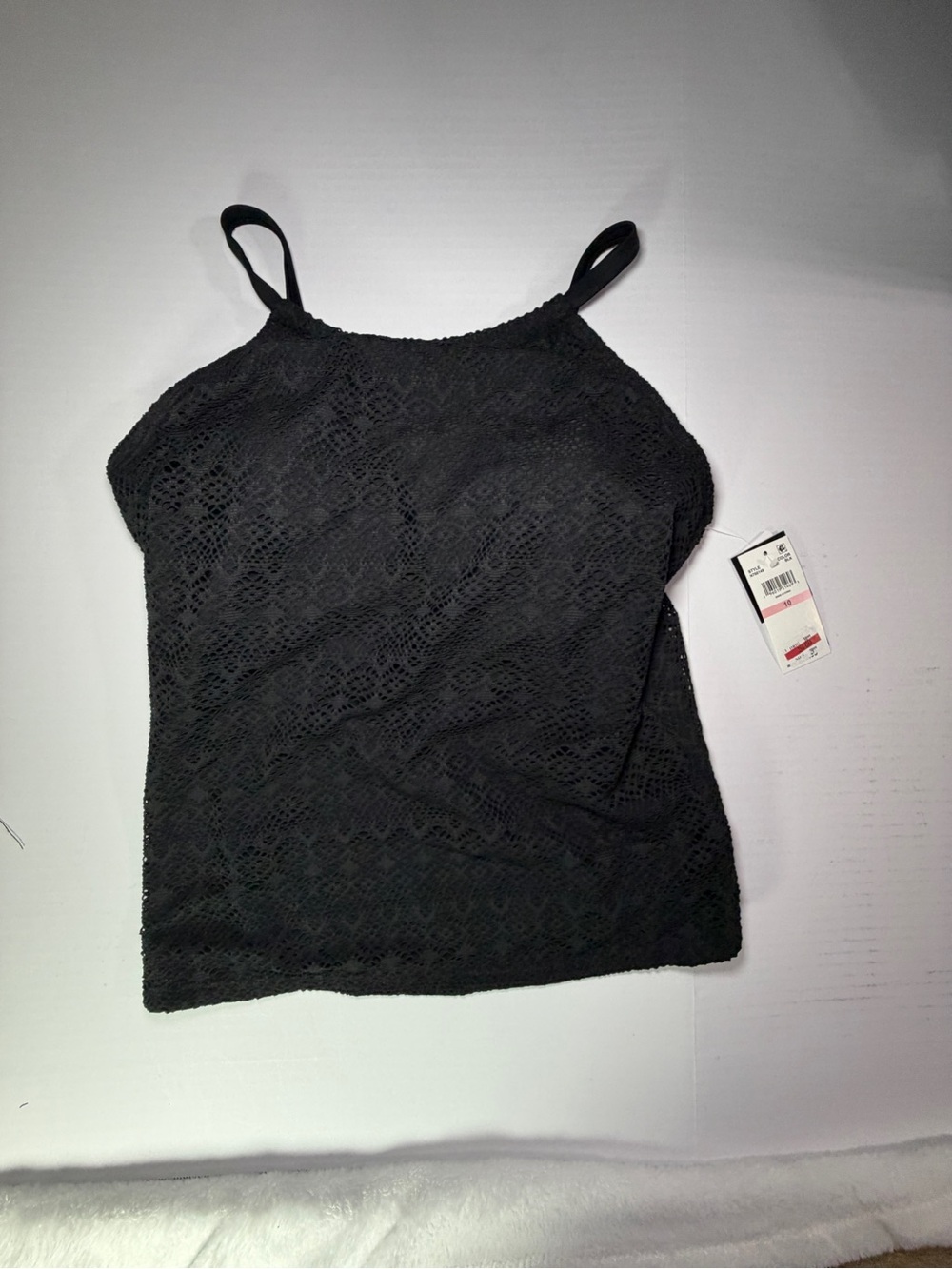 Black Lace tankini Top with Adjustable Straps - Women